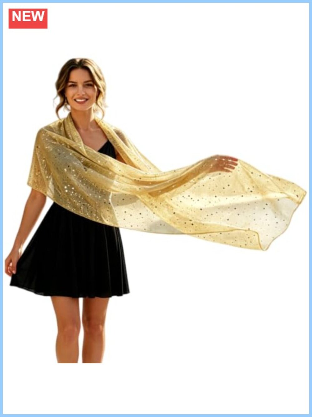 Sequin Mesh Scarf Sheer Beach Shawl Wrap Sparkling Evening Bandana